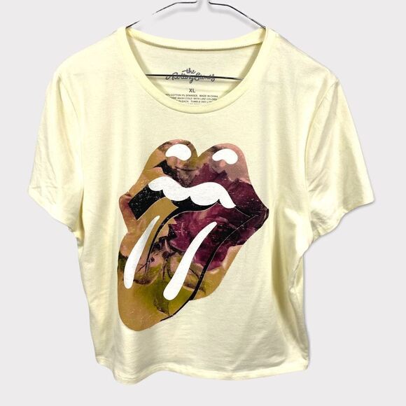Rolling Stones Yellow Cropped Tee - Picture 1 of 3